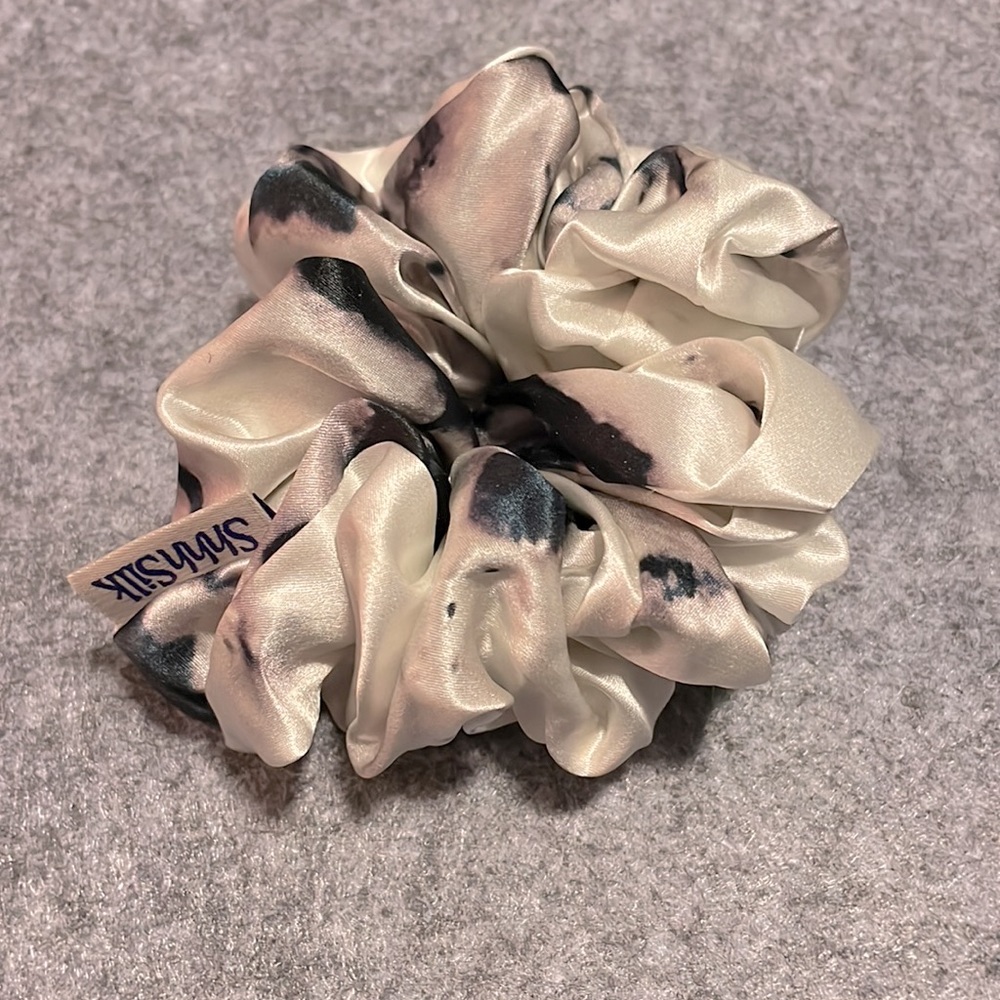 Shhh Silk Oversized White Pattern Scrunchie